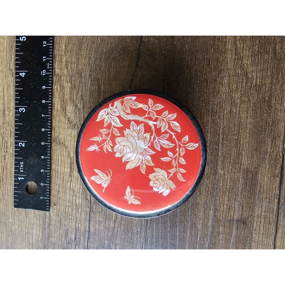 Vintage Celluloid Red Flower Compact With Mirror